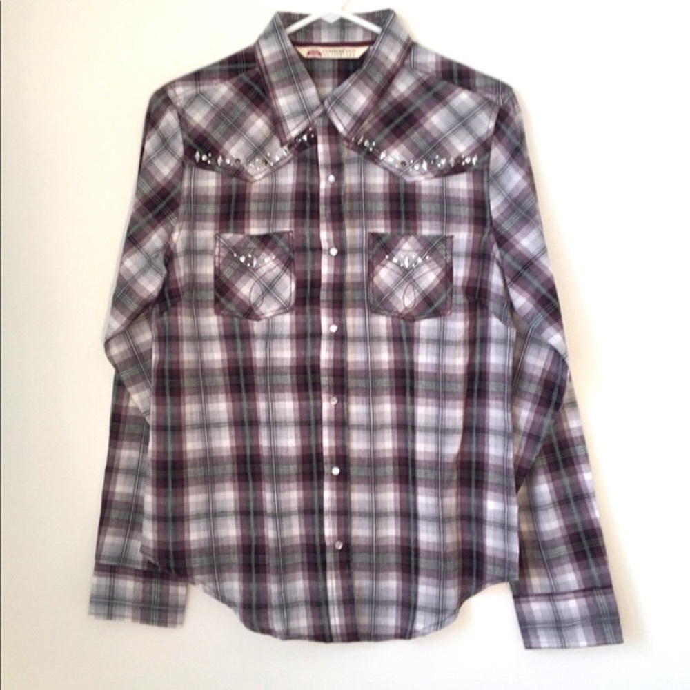 Cumberland Outfitters Pearl Snap Western Shirt Lightweight Cotton Medium